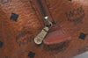 Authentic MCM Visetos Leather Vintage Hand Boston Bag Purse Brown 6374K