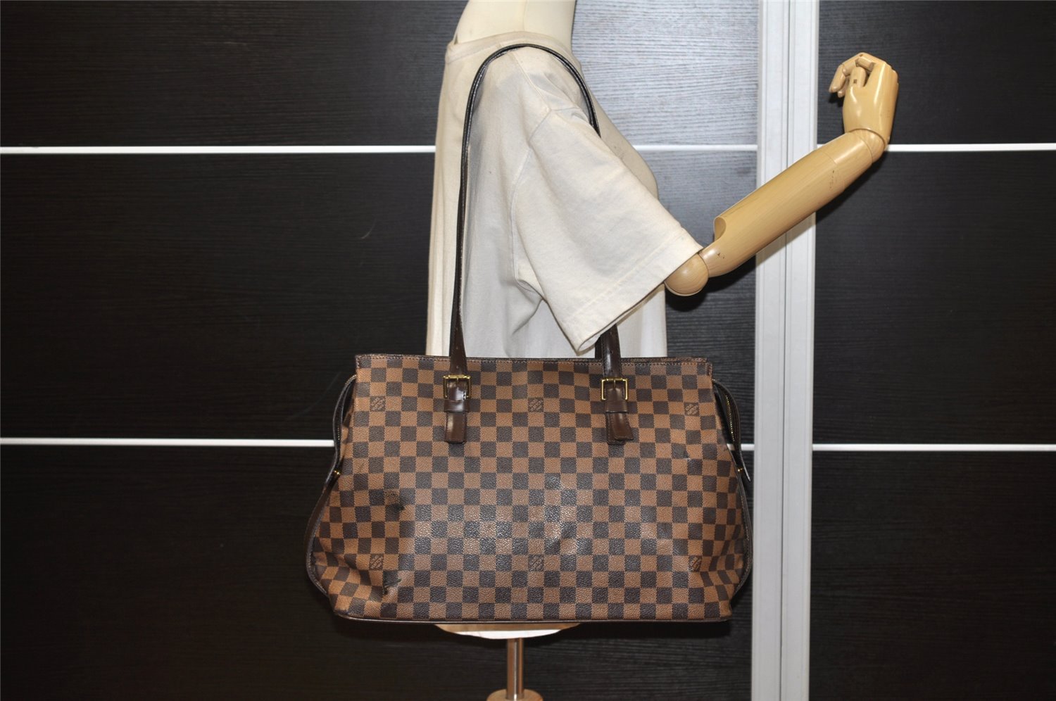 Authentic Louis Vuitton Damier Chelsea Shoulder Tote Bag N51119 LV 6377K