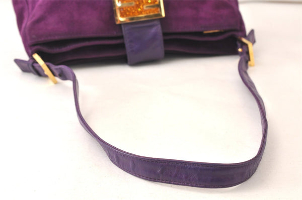 Authentic FENDI Vintage Shoulder Hand Bag Purse Suede Leather Purple 6378K