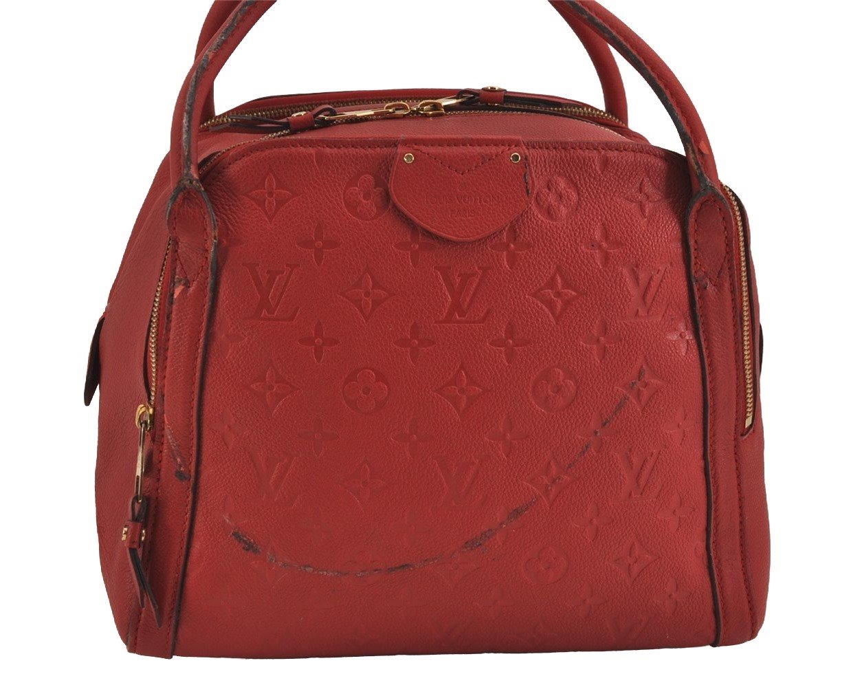 Auth Louis Vuitton Monogram Empreinte Marais MM Hand Bag Red M41190 LV 6381J