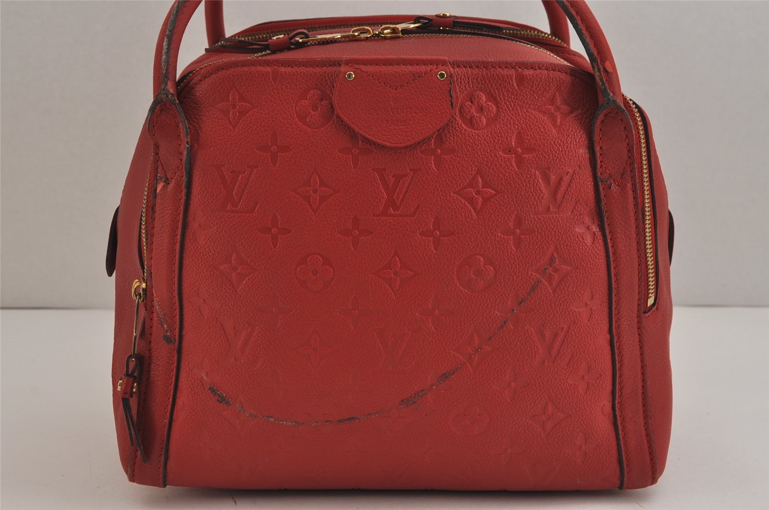 Auth Louis Vuitton Monogram Empreinte Marais MM Hand Bag Red M41190 LV 6381J