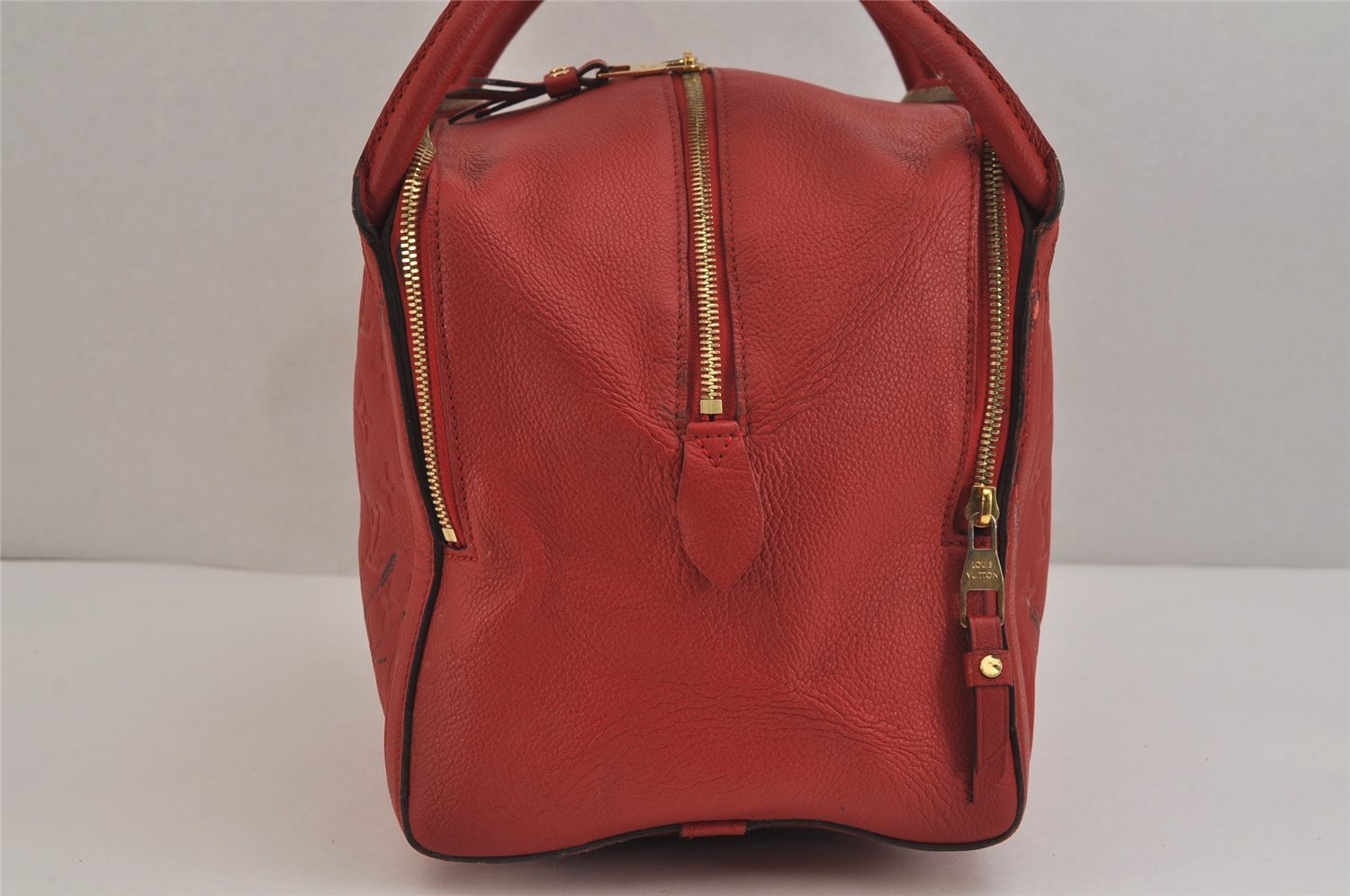 Auth Louis Vuitton Monogram Empreinte Marais MM Hand Bag Red M41190 LV 6381J