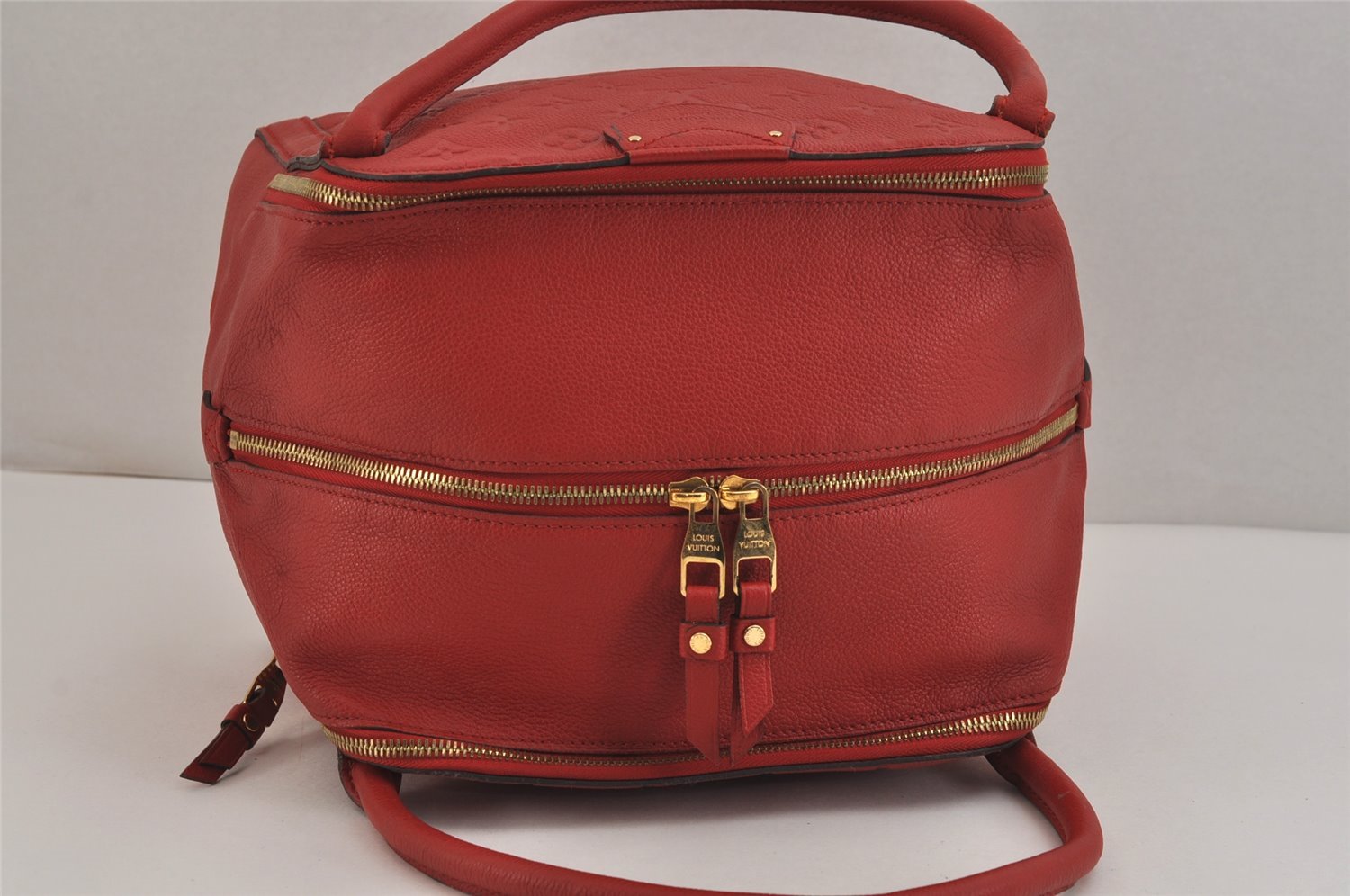 Auth Louis Vuitton Monogram Empreinte Marais MM Hand Bag Red M41190 LV 6381J