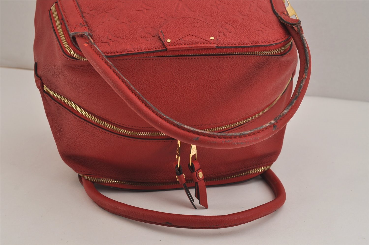 Auth Louis Vuitton Monogram Empreinte Marais MM Hand Bag Red M41190 LV 6381J