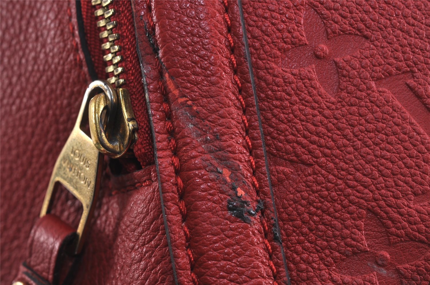 Auth Louis Vuitton Monogram Empreinte Marais MM Hand Bag Red M41190 LV 6381J