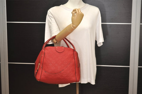 Auth Louis Vuitton Monogram Empreinte Marais MM Hand Bag Red M41190 LV 6381J