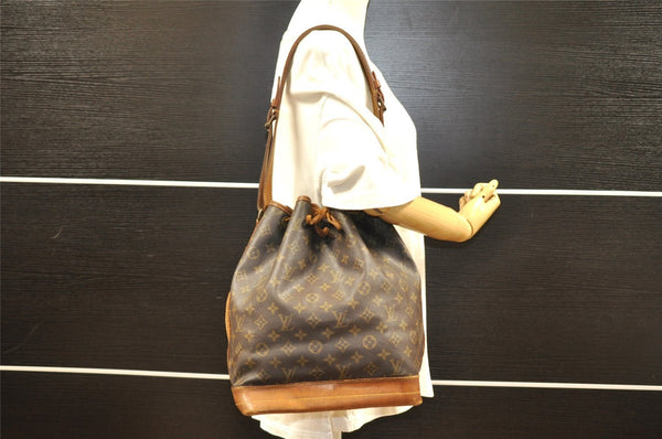 Authentic Louis Vuitton Monogram Noe Shoulder Drawstring Bag M42224 LV 6383I