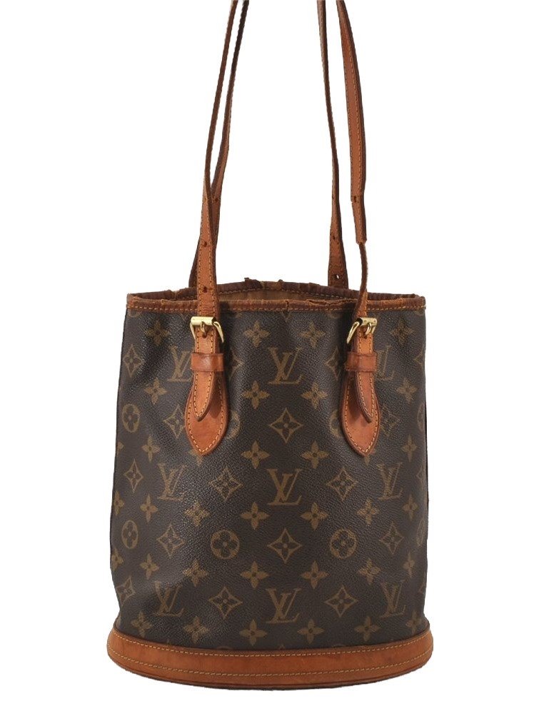 Authentic Louis Vuitton Monogram Bucket PM Shoulder Tote Bag M42238 Junk 6383J
