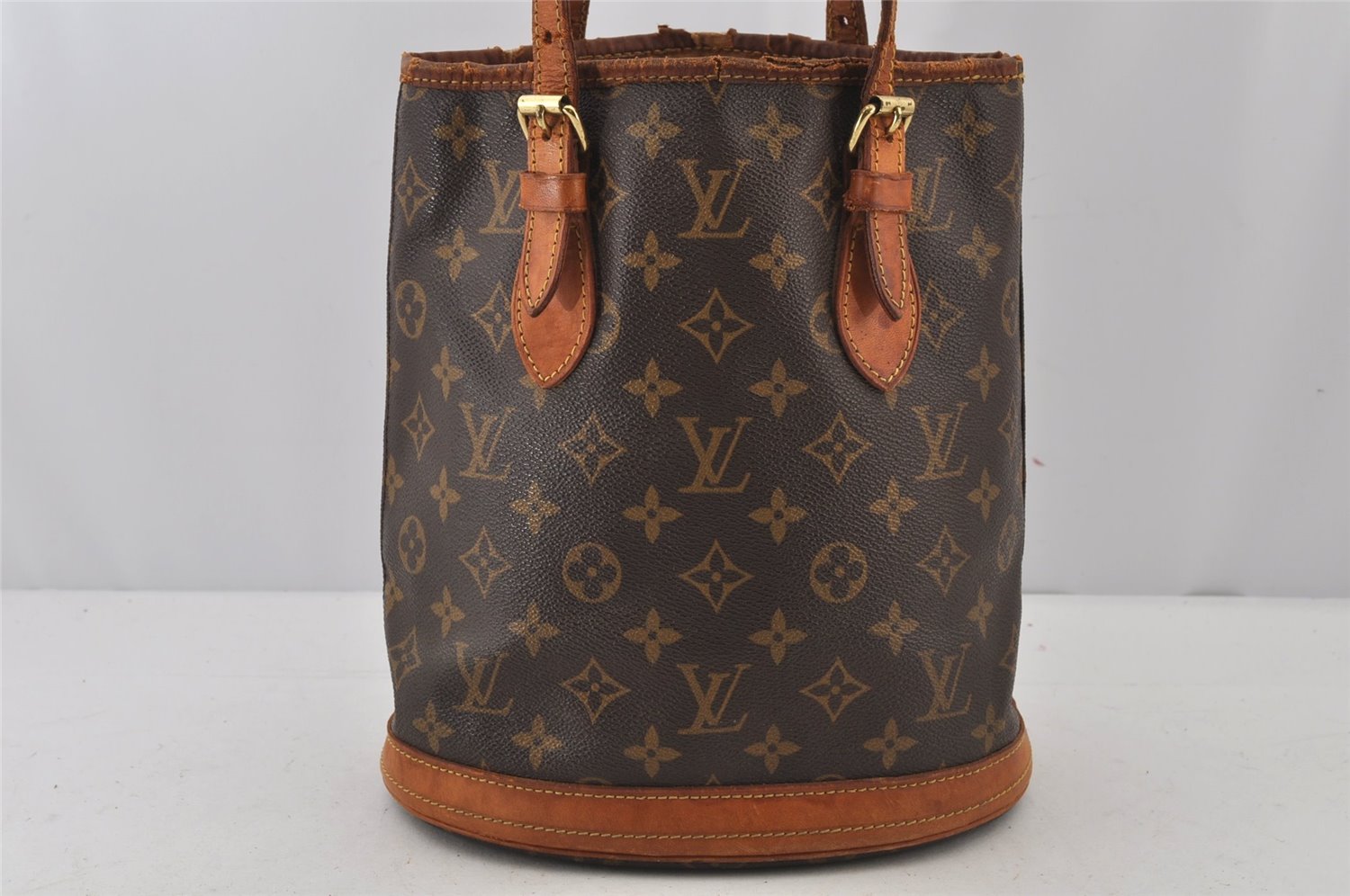 Authentic Louis Vuitton Monogram Bucket PM Shoulder Tote Bag M42238 Junk 6383J