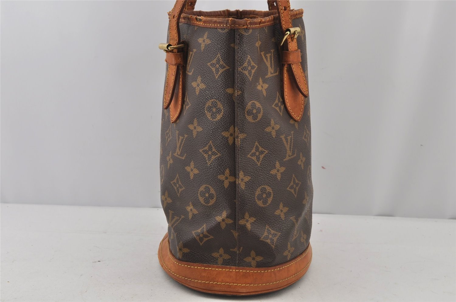Authentic Louis Vuitton Monogram Bucket PM Shoulder Tote Bag M42238 Junk 6383J