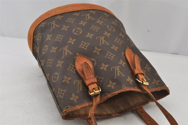 Authentic Louis Vuitton Monogram Bucket PM Shoulder Tote Bag M42238 Junk 6383J