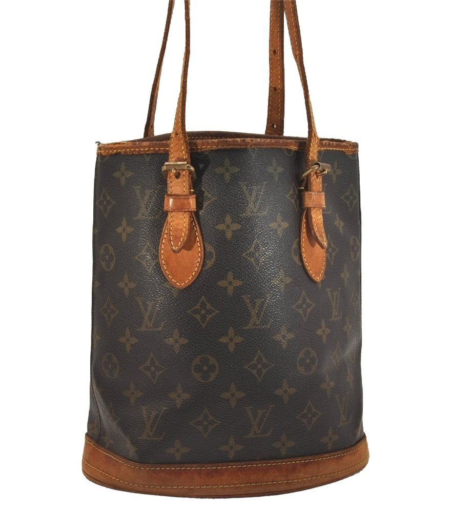 Authentic Louis Vuitton Monogram Bucket PM Shoulder Tote Bag M42238 Junk 6384J