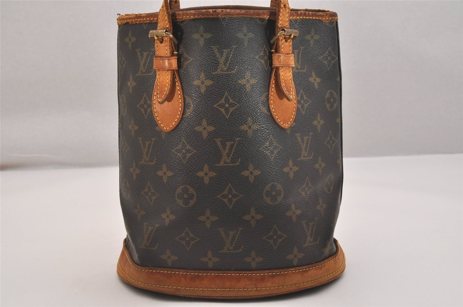 Authentic Louis Vuitton Monogram Bucket PM Shoulder Tote Bag M42238 Junk 6384J