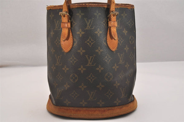 Authentic Louis Vuitton Monogram Bucket PM Shoulder Tote Bag M42238 Junk 6384J