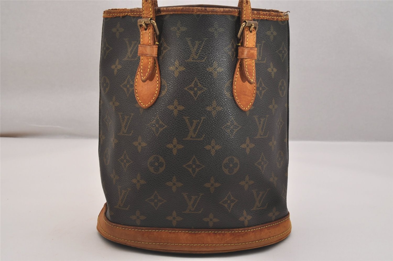 Authentic Louis Vuitton Monogram Bucket PM Shoulder Tote Bag M42238 Junk 6384J