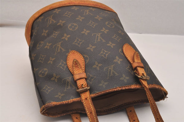 Authentic Louis Vuitton Monogram Bucket PM Shoulder Tote Bag M42238 Junk 6384J
