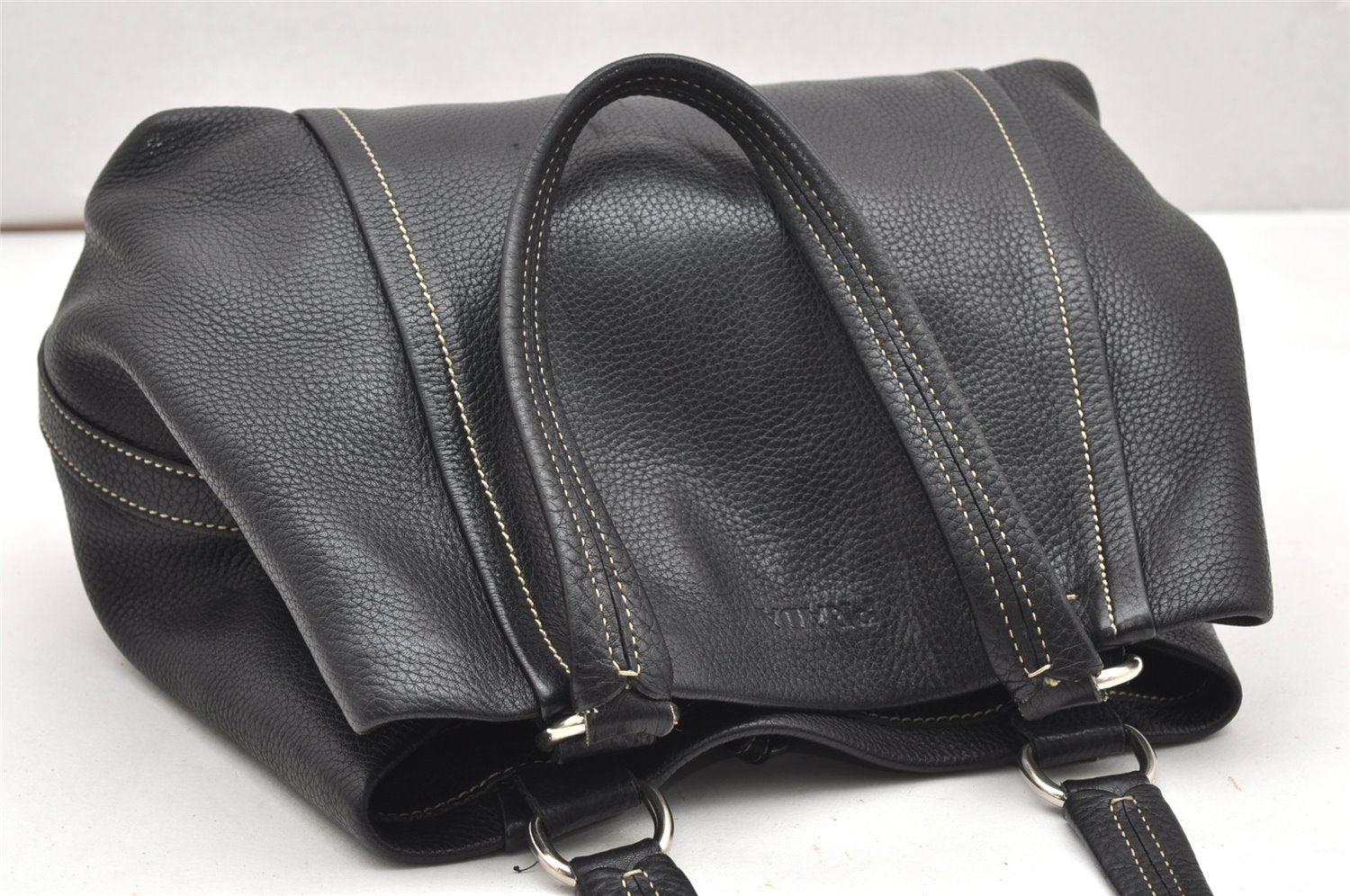 Authentic PRADA Vintage Leather 2Way Shoulder Tote Bag Black 6384K