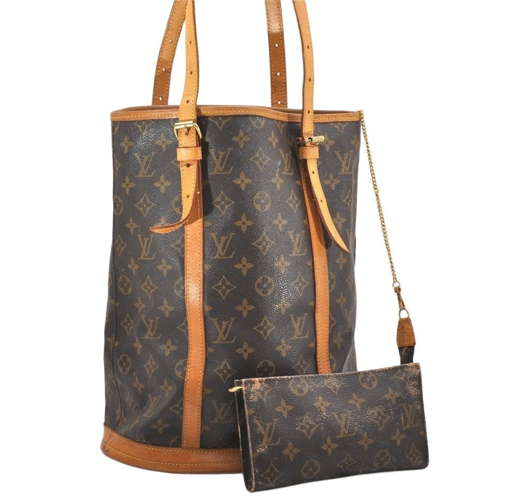 Authentic Louis Vuitton Monogram Bucket GM Shoulder Tote Bag M42236 Junk 6385K