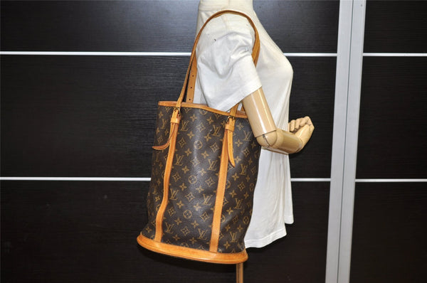 Authentic Louis Vuitton Monogram Bucket GM Shoulder Tote Bag M42236 Junk 6385K