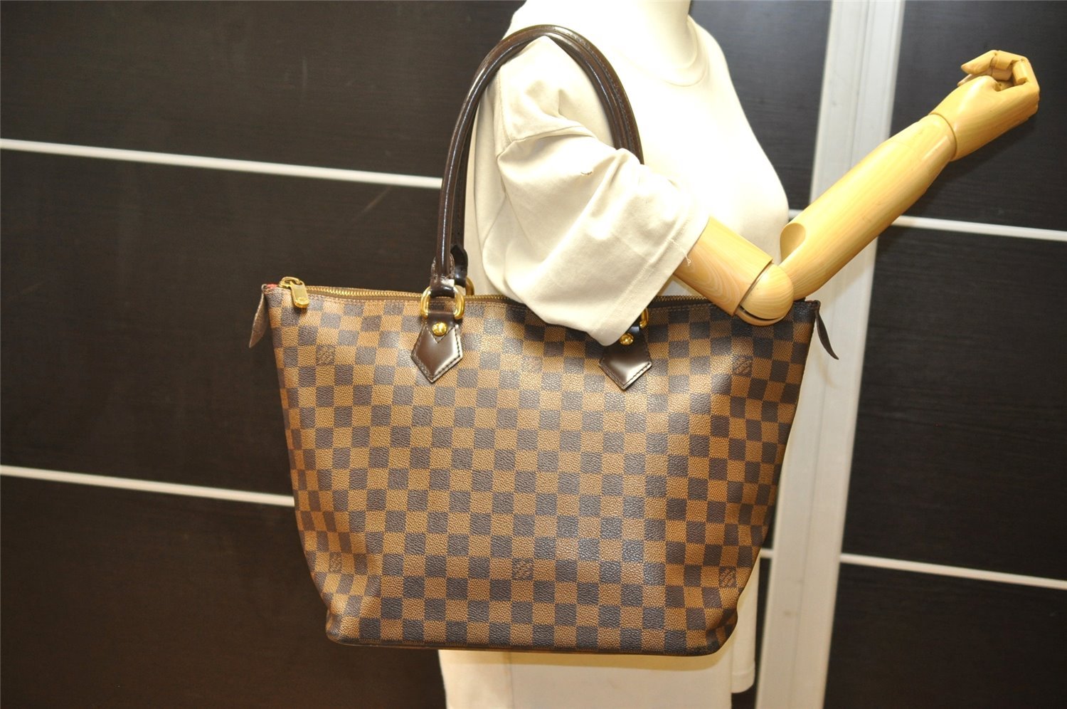 Authentic Louis Vuitton Damier Saleya MM Shoulder Tote Bag N51182 LV 6386K