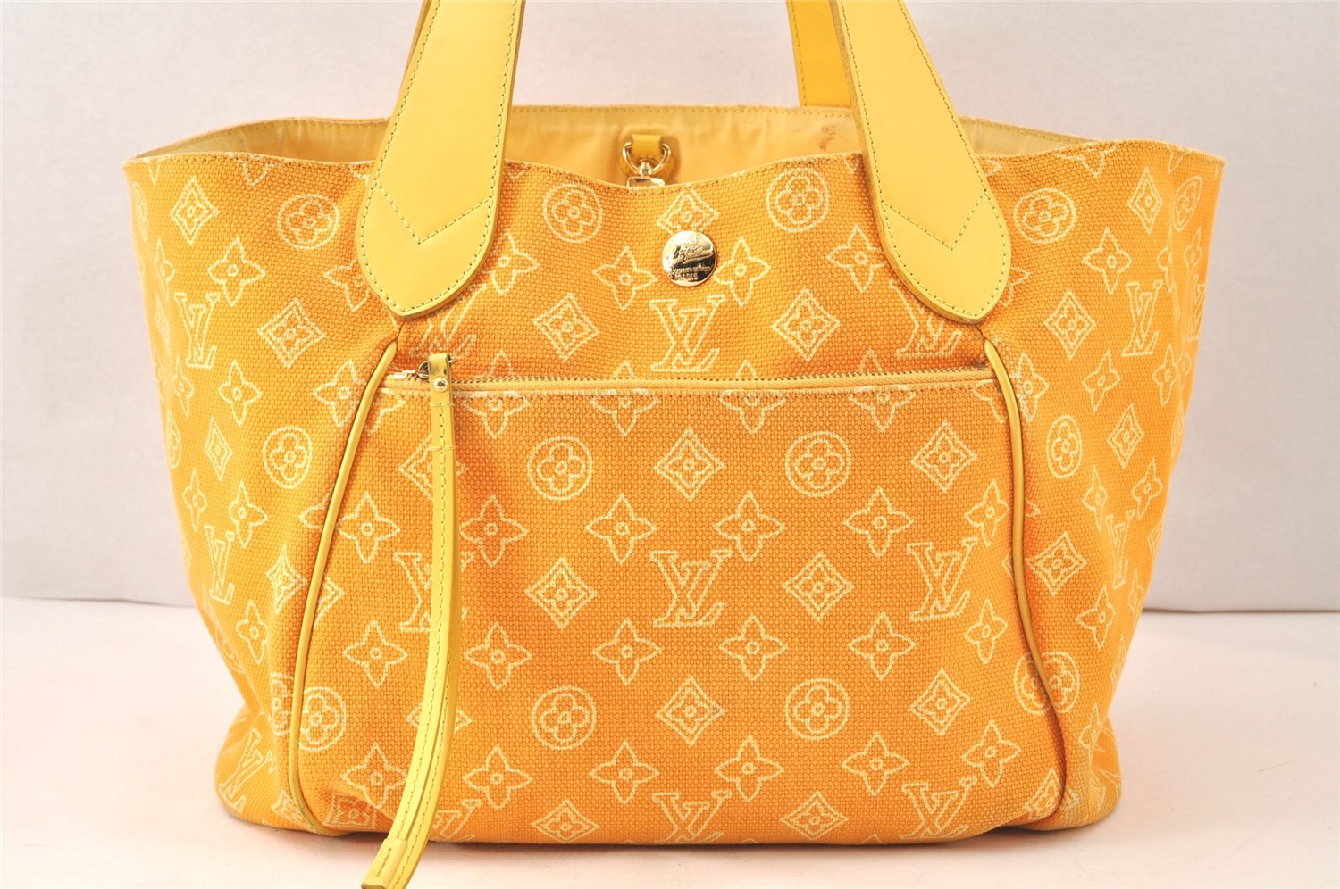 Auth Louis Vuitton Beach Line Cabas Ipanema PM Tote Bag Yellow M95985 LV 6387K
