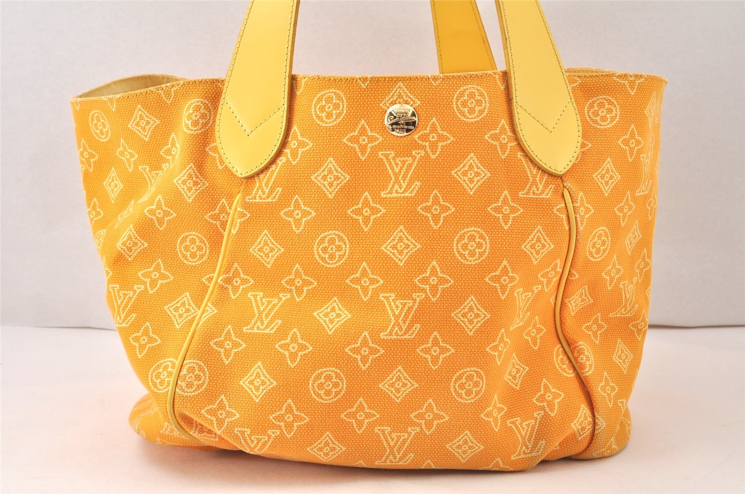 Auth Louis Vuitton Beach Line Cabas Ipanema PM Tote Bag Yellow M95985 LV 6387K