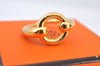 Authentic HERMES Scarf Ring Moris Circle Design Gold Box 6390G