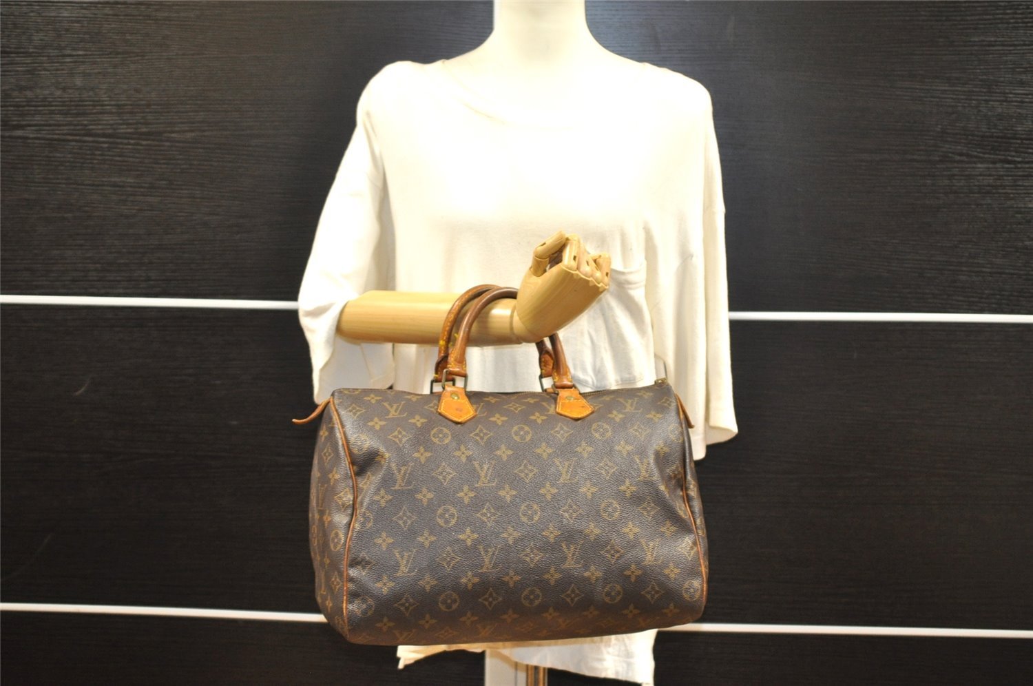 Authentic Louis Vuitton Monogram Speedy 35 Hand Boston Bag M41524 LV Junk 6392I