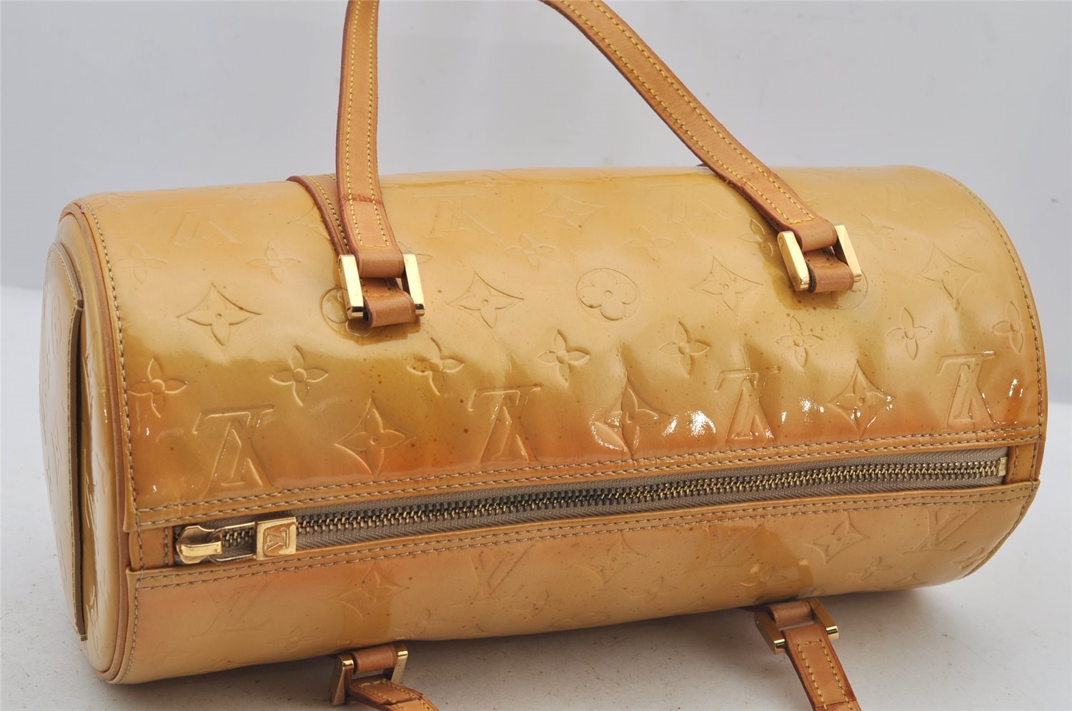 Authentic Louis Vuitton Vernis Bedford Hand Bag Yellow Beige M91006 LV 6392J