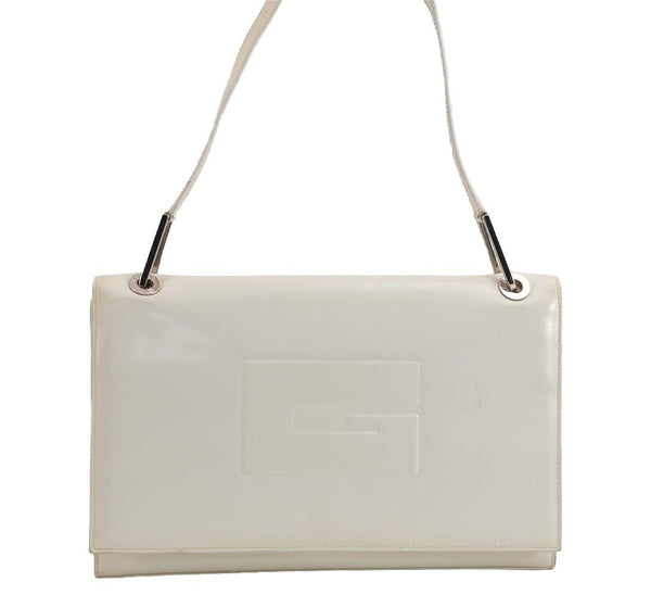 Authentic GUCCI Vintage Shoulder Hand Bag Purse Leather White Junk 6393J