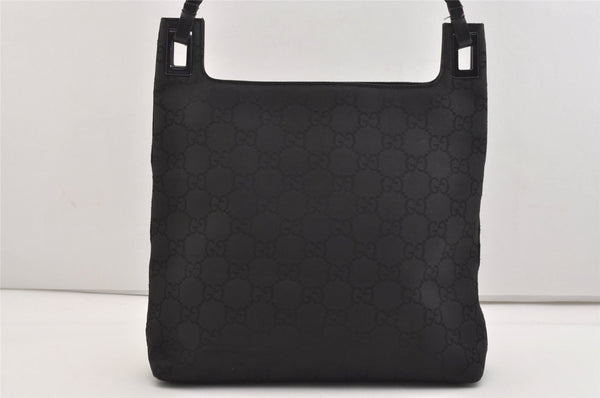 Authentic GUCCI Vintage Shoulder Hand Bag Purse GG Nylon Leather Black 6394J