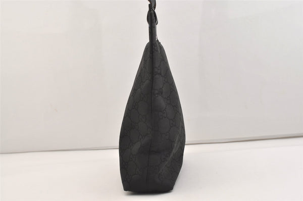 Authentic GUCCI Vintage Shoulder Hand Bag Purse GG Nylon Leather Black 6394J