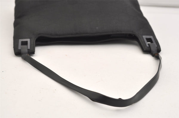 Authentic GUCCI Vintage Shoulder Hand Bag Purse GG Nylon Leather Black 6394J