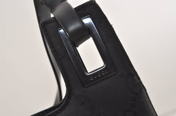 Authentic GUCCI Vintage Shoulder Hand Bag Purse GG Nylon Leather Black 6394J