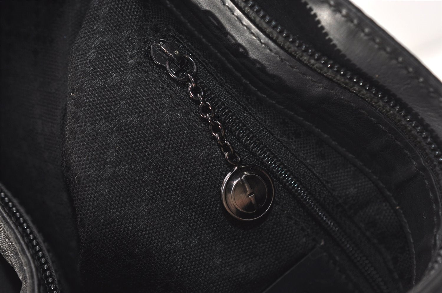 Authentic GUCCI Vintage Shoulder Hand Bag Purse GG Nylon Leather Black 6394J