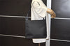 Authentic GUCCI Vintage Shoulder Hand Bag Purse GG Nylon Leather Black 6394J
