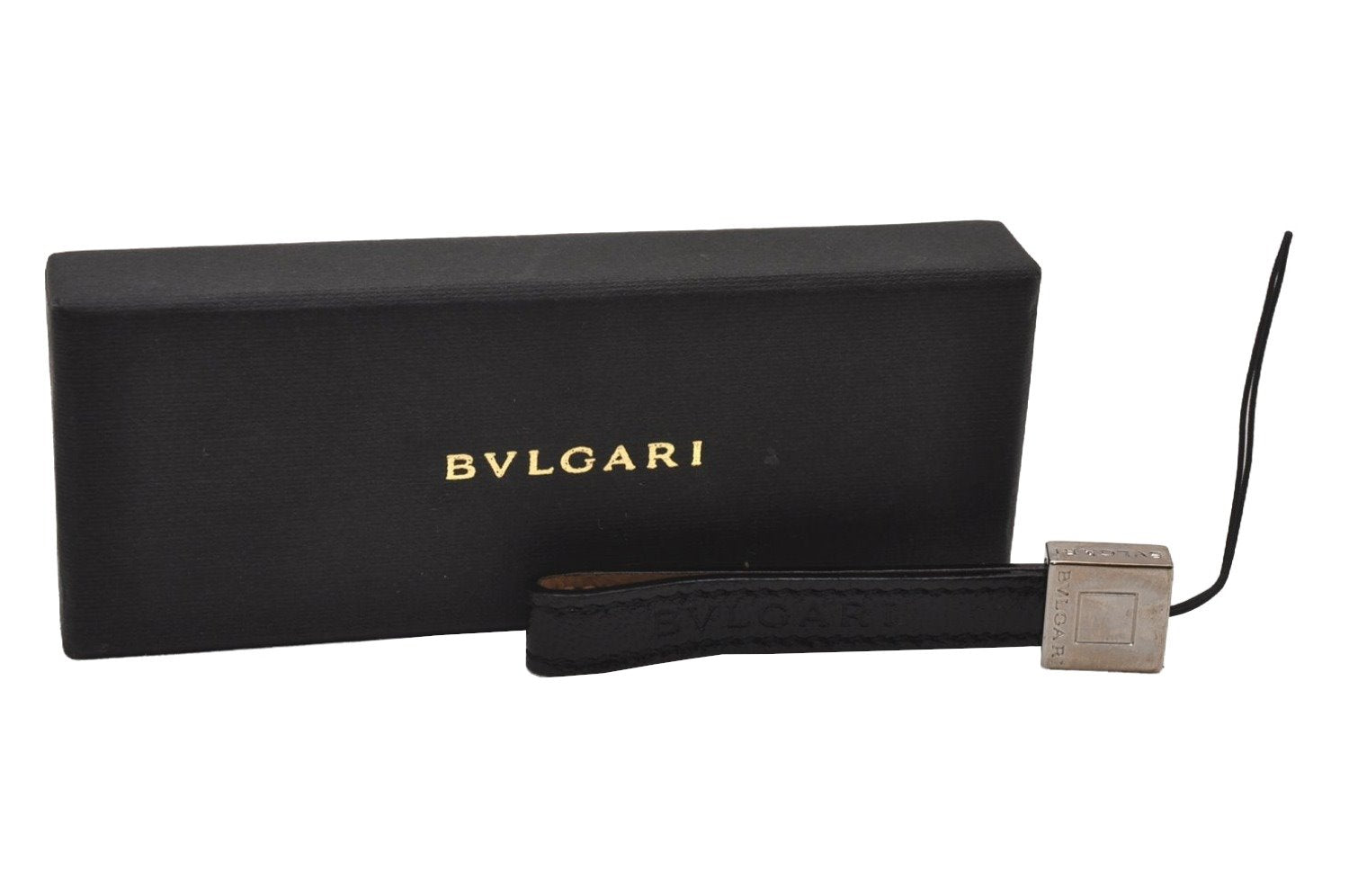 Authentic BVLGARI Vintage Leather Strap Black Box 6399I