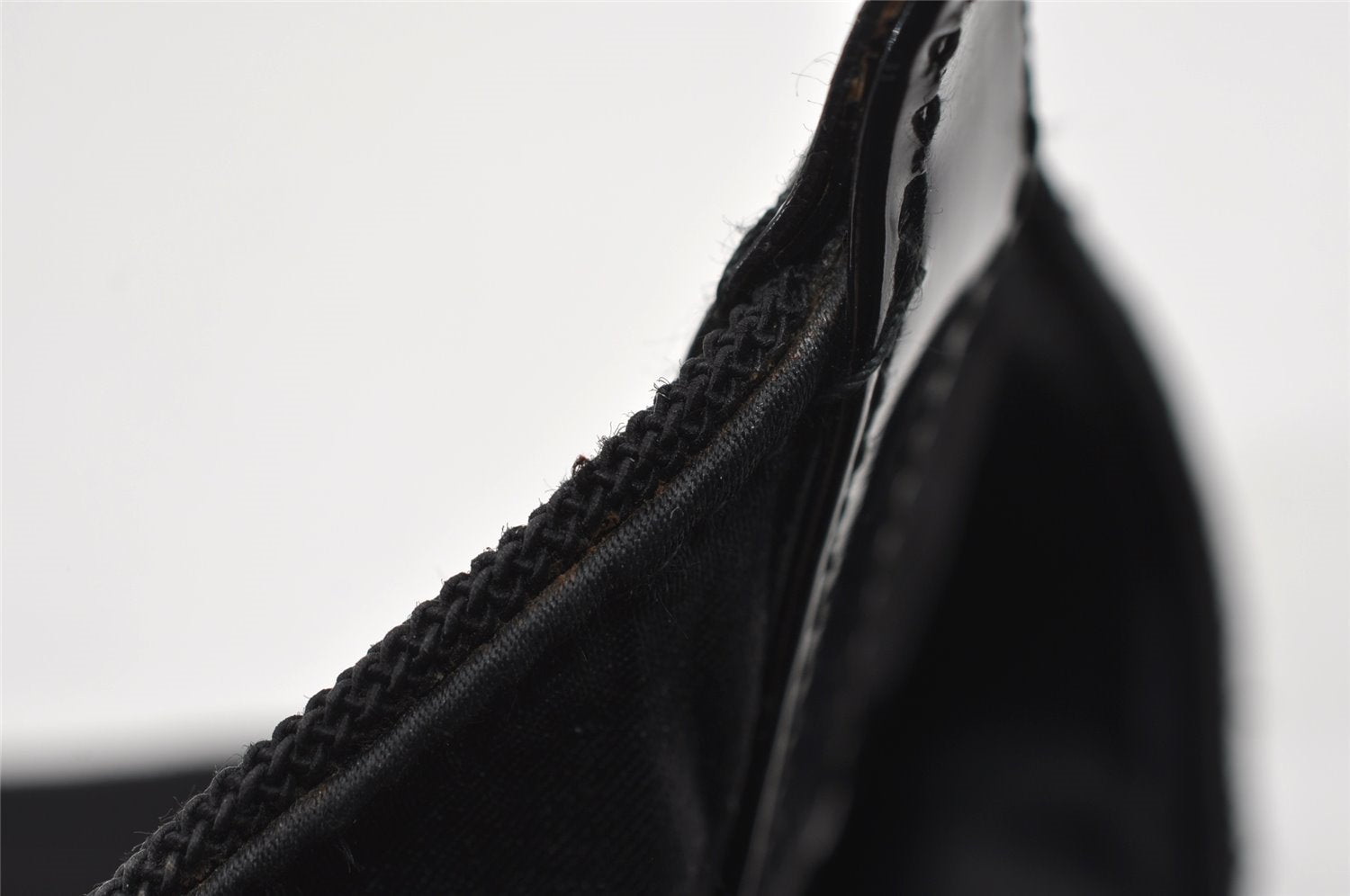 Authentic GUCCI Vintage Shoulder Hand Bag Purse Nylon Enamel Black Junk 6401I