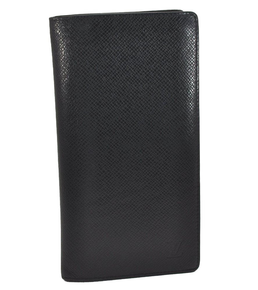 Authentic Louis Vuitton Taiga Portefeuille Ron Long Wallet Black M32662 LV 6401J