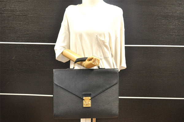 Auth Louis Vuitton Epi Serviette Ambassadeur Briefcase M54412 Black Junk 6403I