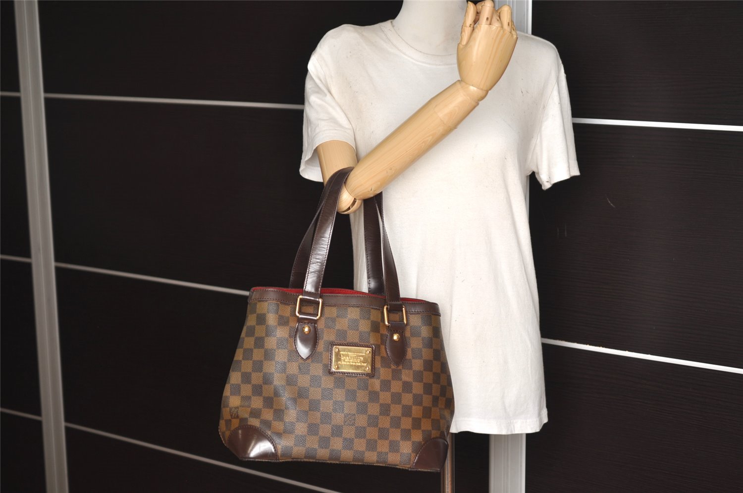 Authentic Louis Vuitton Damier Hampstead PM Shoulder Tote Bag N51205 LV 6403J