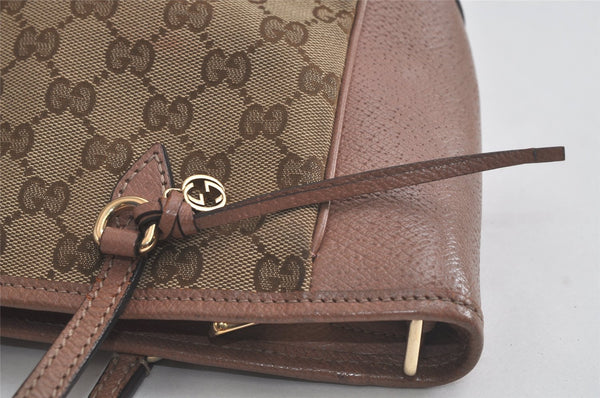 Authentic GUCCI Bree 2Way Shoulder Hand Bag GG Canvas Leather 353121 Brown 6404K