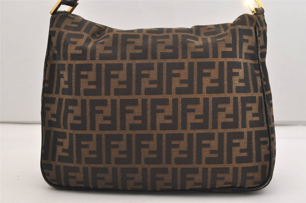 Authentic FENDI Zucca Mamma Baguette Shoulder Bag Canvas Leather Brown 6405J