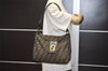 Authentic FENDI Zucca Mamma Baguette Shoulder Bag Canvas Leather Brown 6405J