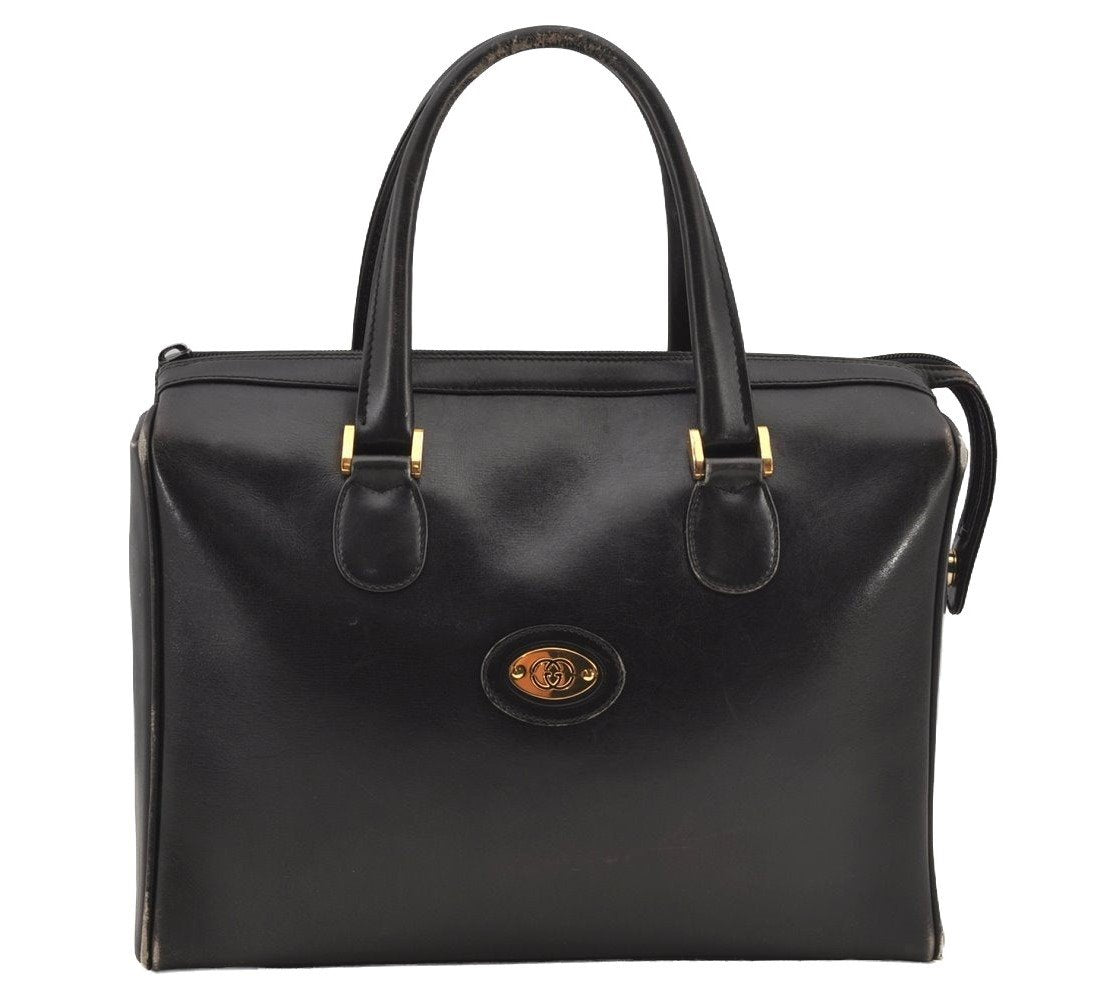 Authentic GUCCI Vintage Shoulder Hand Bag Purse Leather Black Junk 6406J