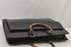 Authentic GUCCI Bamboo 2Way Shoulder Briefcase Business Bag Enamel Black 6407J