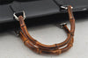 Authentic GUCCI Bamboo 2Way Shoulder Briefcase Business Bag Enamel Black 6407J