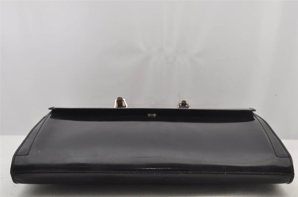 Authentic GUCCI Bamboo 2Way Shoulder Briefcase Business Bag Enamel Black 6407J