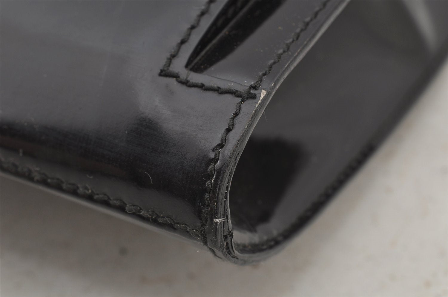 Authentic GUCCI Bamboo 2Way Shoulder Briefcase Business Bag Enamel Black 6407J