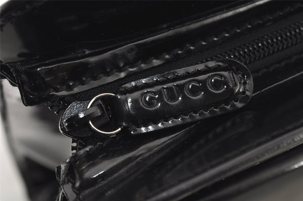 Authentic GUCCI Bamboo 2Way Shoulder Briefcase Business Bag Enamel Black 6407J